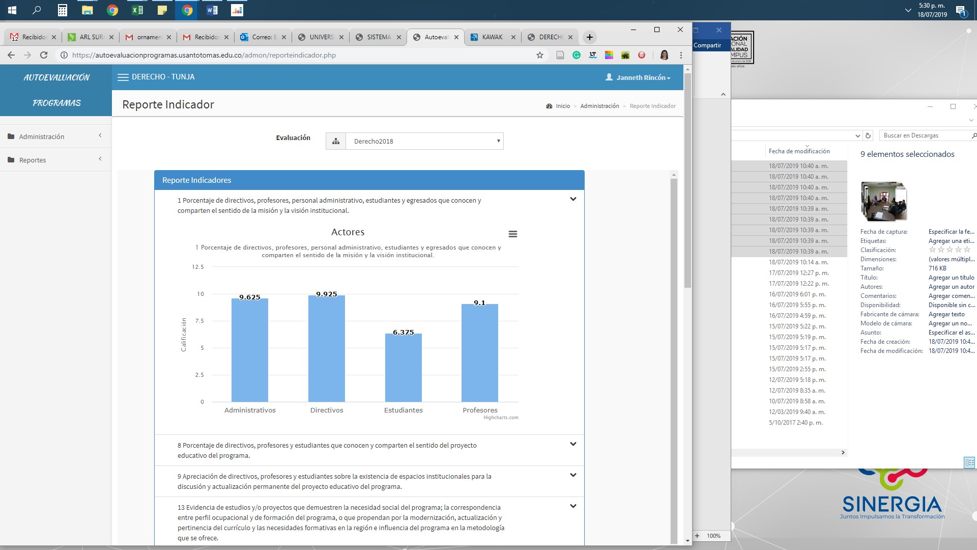 Reporte indicadores de apreciacion