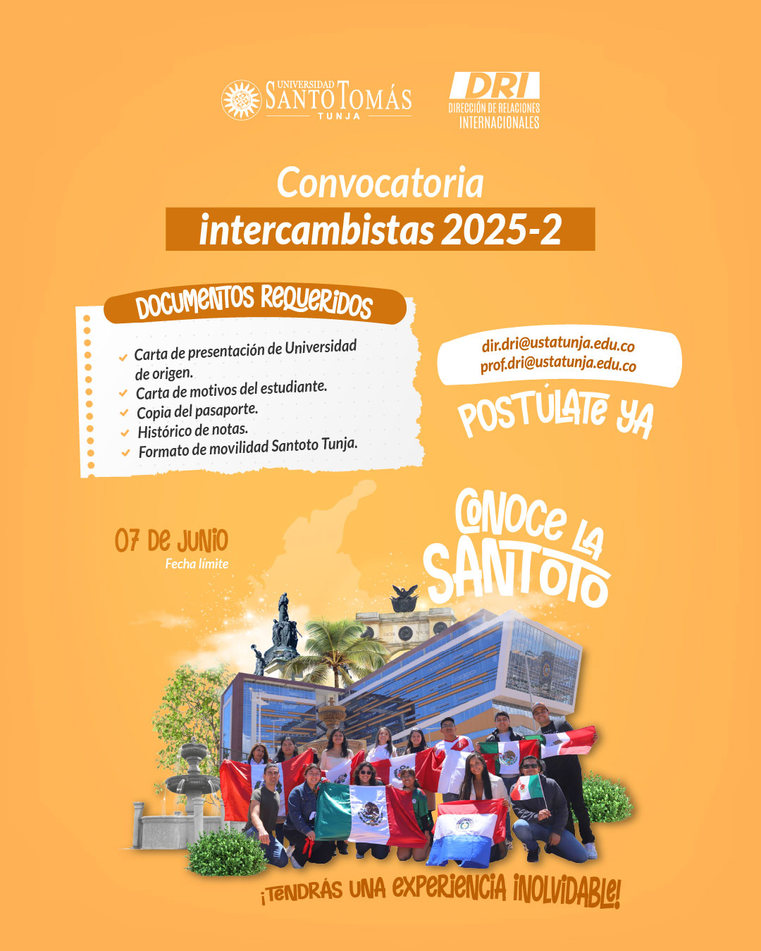 Apertura de convocatoria 2025 2 INTERCAMBISTAS