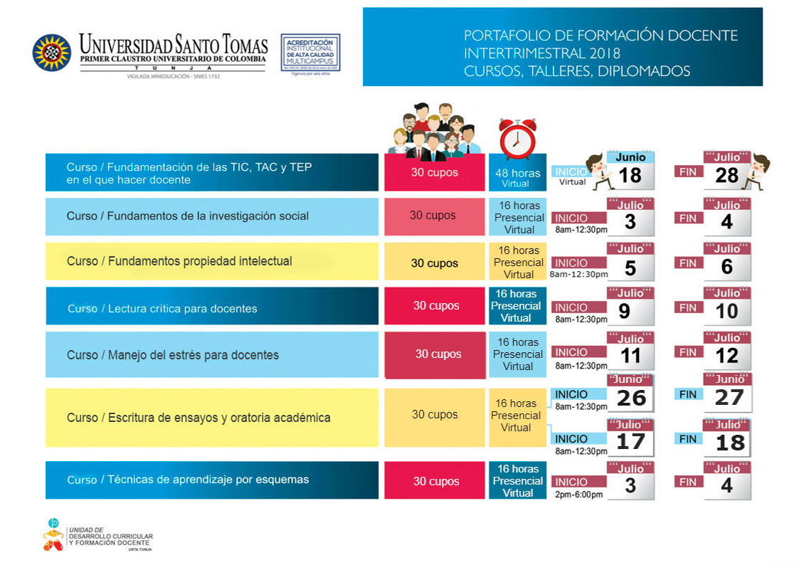 Cursos Intersemestrales usta tunja Docentes b
