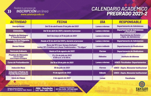 Calendario de admisiones 2021-2