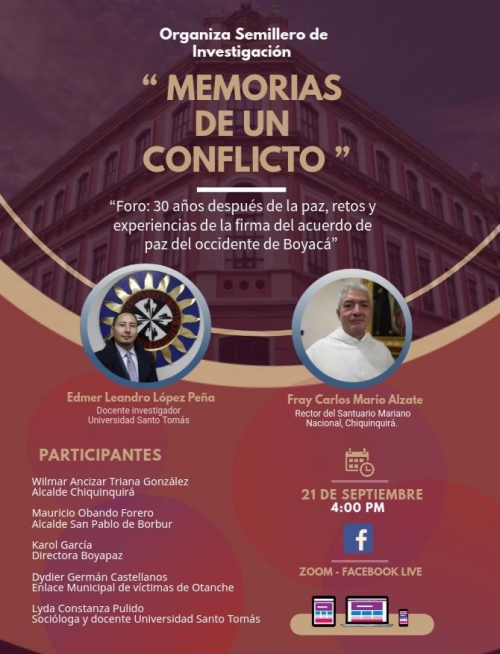 Facultad de Derecho de la Santoto Tunja realizó foro virtual: "Memorias de un conflicto"