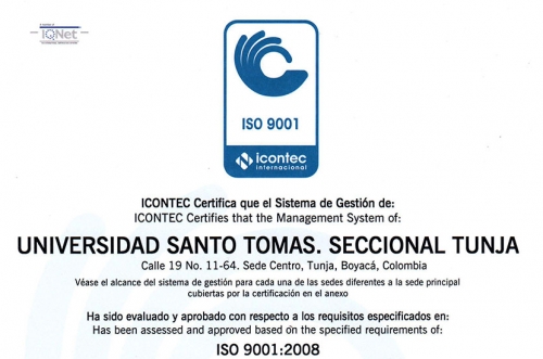 El ICONTEC otorgó la renovación de la certificación en ISO 9001:2008 al Sistema de Gestión de la Calidad de la USTA Tunja