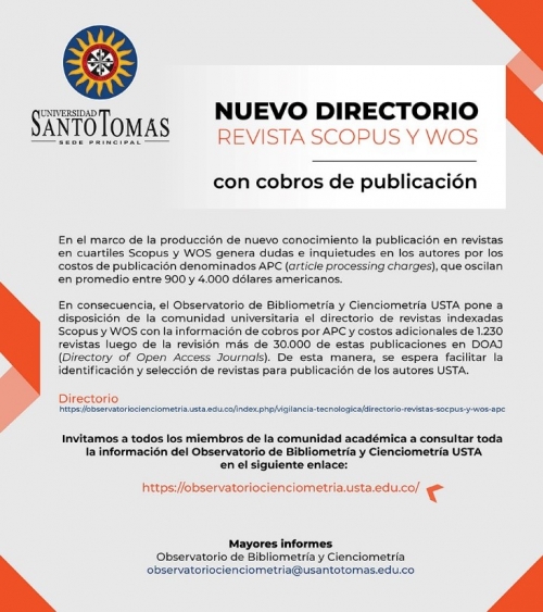 Nuevo directorio revista Scopus y WOS