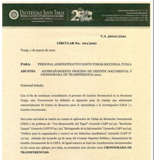 Circular acompañamiento gestión documental