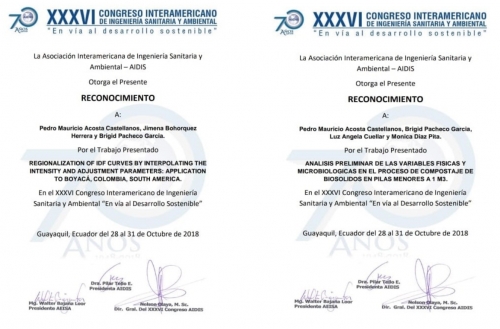 Reconocimiento XXXVI Congreso Interamericano De Ingeniería Sanitaria Y Ambiental