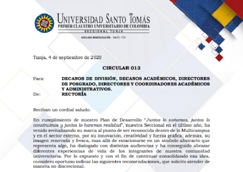 Circular 013 Rectoría Seccional