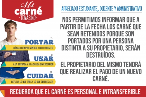 Recuerda que el carné es personal e intransferible